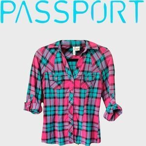 Passport Women's Multi-Color Pretty  Plaid Shirt.